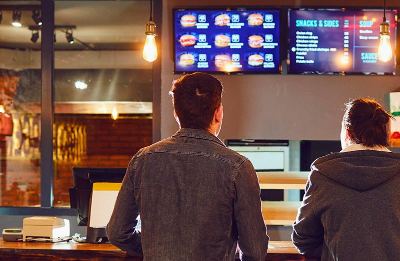 Carta de restaurante en panel backlight luminoso para barra de brasserío