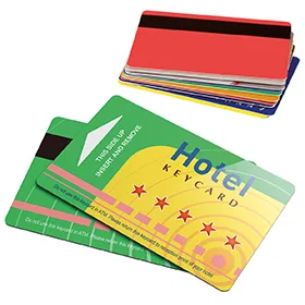 Tarjetas PVC con banda magnética en el reverso, incluida una tarjeta llave de hotel