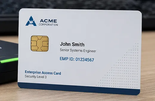 Tarjeta PVC con chip de contacto Java Card y módulo dorado para autenticación fuerte