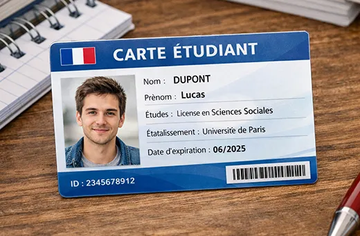 Tarjeta de estudiante PVC nominativa con foto para universidad y escuela de negocio