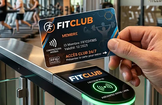 Tarjeta de socio PVC con chip RFID para acceso a locales del club y control en asambleas