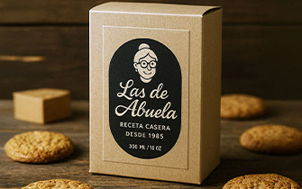 Etiqueta de packaging kraft o reciclada