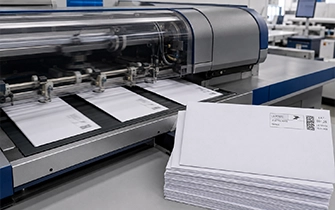 Máquina de franqueo de alta velocidad imprimiendo el sello postal