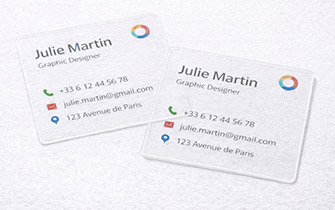 Tarjeta de visita transparente cuadrada de estilo creativo