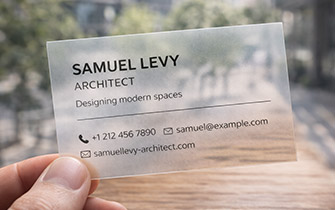 Tarjeta de visita semi-transparente en papel vegetal